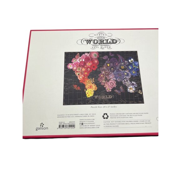 Spring Map Of The World In Full Bloom 1000 Piece Jigsaw Puzzle Gailson 1" Pieces - Picture 7 of 7